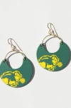 Nickel & Suede Bison North Dakota State University Ninas Earrings In Dark Teal/gold