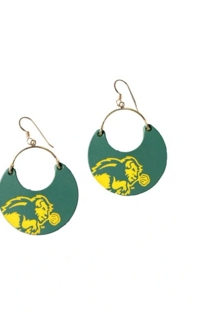 Nickel & Suede Bison North Dakota State University Ninas Earrings In Dark Teal/silver