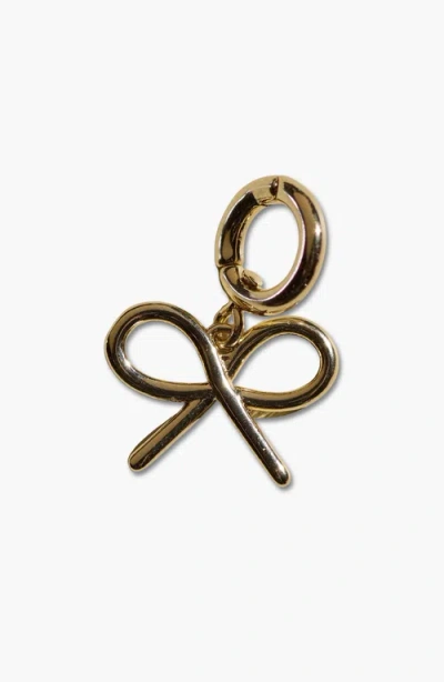 Nickel & Suede Bow Charm In Gold