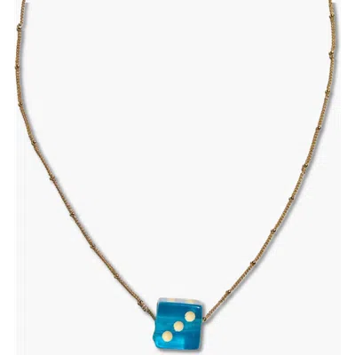 Nickel & Suede Dice Charm Necklace