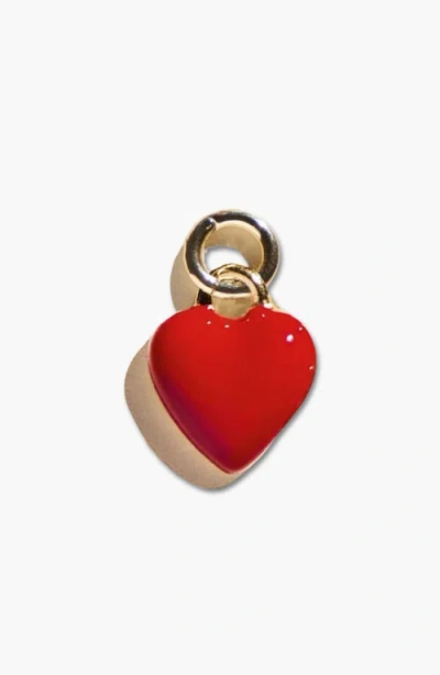 Nickel & Suede Enamel Heart Charm In Gold