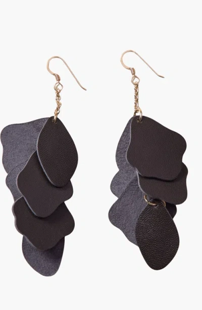 Nickel & Suede Florence Earrings In Black