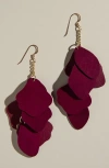 Nickel & Suede Florence Earrings In Burgundy/silver Metal