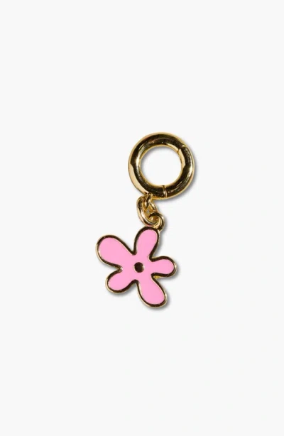 Nickel & Suede Flower Charm In Gold