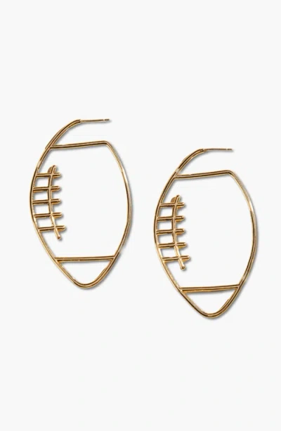 Nickel & Suede Football Hoop Earrings In Gold