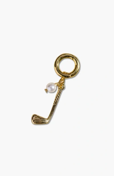 Nickel & Suede Golf Club Charm In Gold