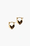 Nickel & Suede Heart Lock Huggies