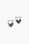 Nickel & Suede Heart Lock Huggies