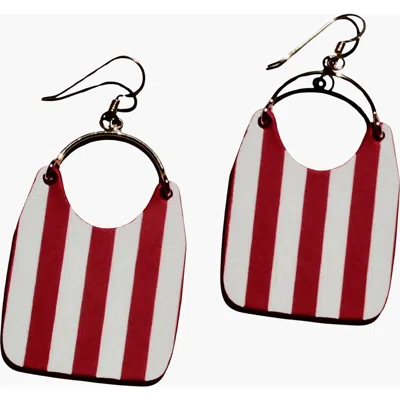 Nickel & Suede Hoosier Stripe Charlies Earrings In Multi