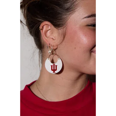 Nickel & Suede Indiana University Ninas Earrings In White/silver