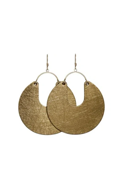 Nickel & Suede Leos Earrings In Gold