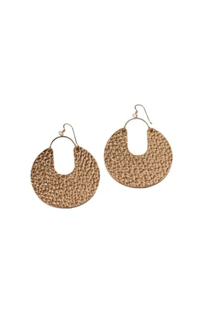 Nickel & Suede Leos Earrings In Gold