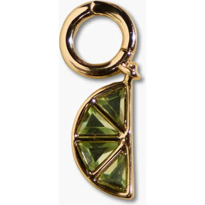 Nickel & Suede Lime Wedge Charm In Green