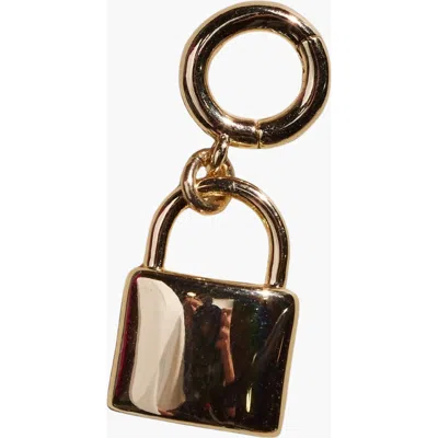 Nickel & Suede Lock Charm In Gold