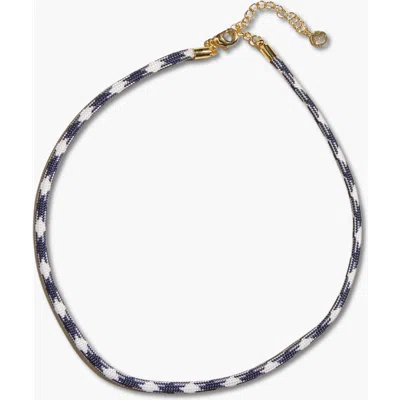 Nickel & Suede Minimalist Cord Necklace In Blue