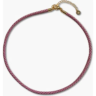 Nickel & Suede Minimalist Cord Necklace In Red