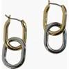 Nickel & Suede Mixed Metal Chain Link Hoop Earrings In Gold/silver