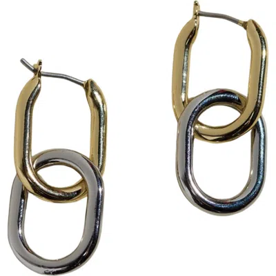 Nickel & Suede Mixed Metal Chain Link Hoop Earrings In Multi