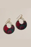 Nickel & Suede Ninas Earrings In Red Midnight Floral