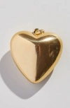 Nickel & Suede Oversized Heart Charm In Gold