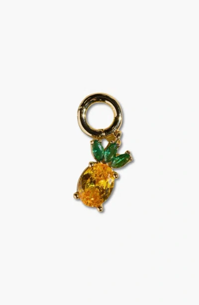 Nickel & Suede Pineapple Charm In Gold