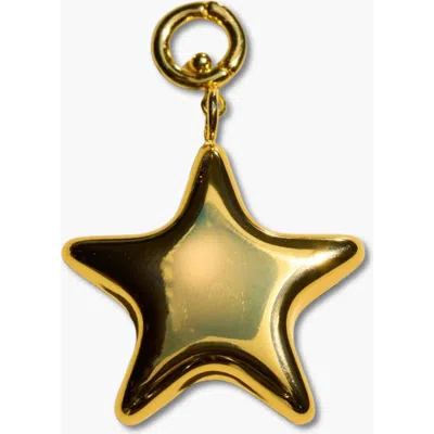 Nickel & Suede Puffy Star Charm In Gold