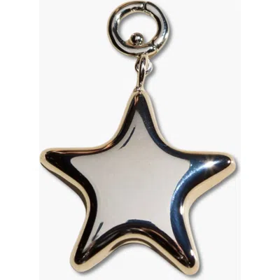 Nickel & Suede Puffy Star Charm In Metallic