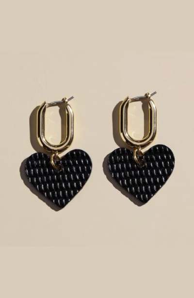Nickel & Suede Quinn Earrings In Black