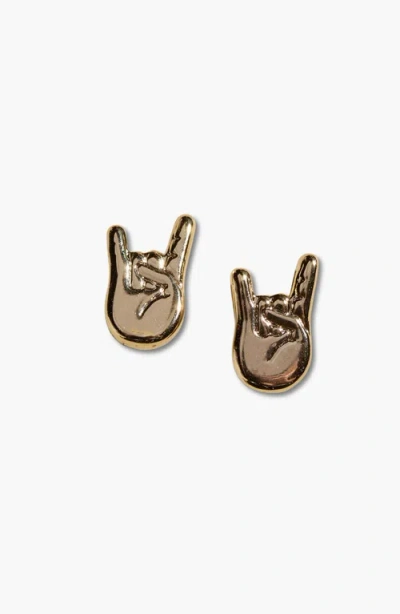 Nickel & Suede Rock On Studs In Gold