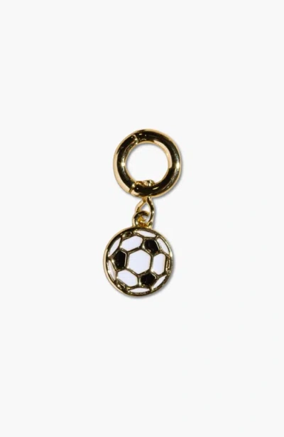 Nickel & Suede Soccer Ball Charm In Gold