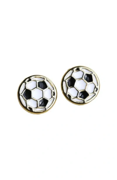Nickel & Suede Soccer Ball Stud Earrings In Multi