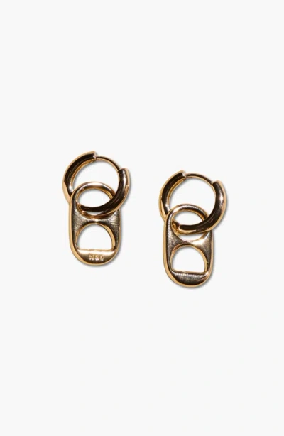 Nickel & Suede Soda Tab Huggies In Gold