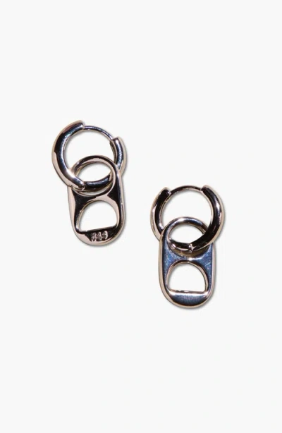 Nickel & Suede Soda Tab Huggies In Metallic