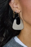Nickel & Suede Soft Pearl Noras Earrings In Vintage Silver