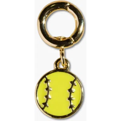 Nickel & Suede Softball Charm In Gold