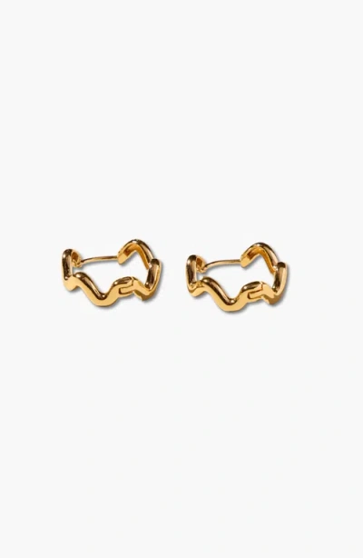 Nickel & Suede Squiggle Hoops In Gold