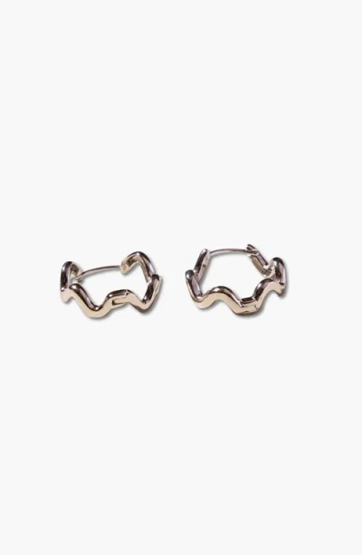 Nickel & Suede Squiggle Hoops In Neutral