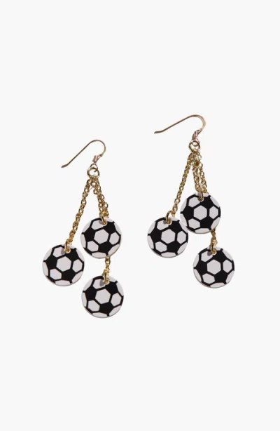 Nickel & Suede Striker Soccer Leather Earrings In Multi