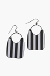 Nickel & Suede Stripe Charlies Earrings In Black/silver