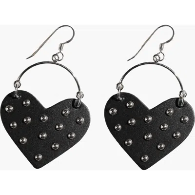 Nickel & Suede Studded Harlow Earrings In Metallic