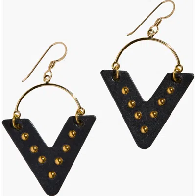 Nickel & Suede Sutton Earrings In Black