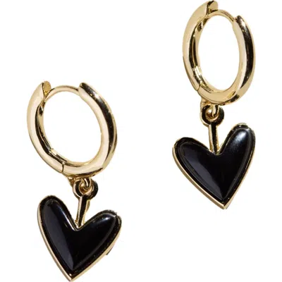 Nickel & Suede Sweetheart Huggie Earrings