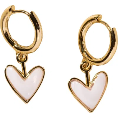 Nickel & Suede Sweetheart Huggie Earrings