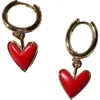 Nickel & Suede Sweetheart Huggie Earrings In Brown