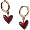 Nickel & Suede Sweetheart Huggie Earrings In Multi