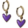 Nickel & Suede Sweetheart Huggie Earrings In Multi