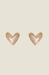 Nickel & Suede Sweetheart Stud Earrings In Maroon