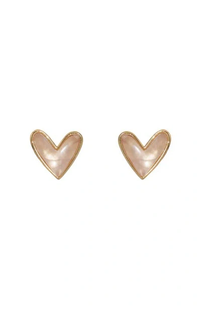 Nickel & Suede Sweetheart Stud Earrings In Multi