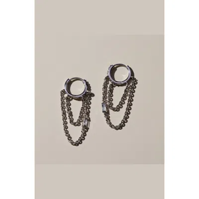 Nickel & Suede Thea Chain Huggies