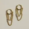 Nickel & Suede Thea Chain Huggies In Gold